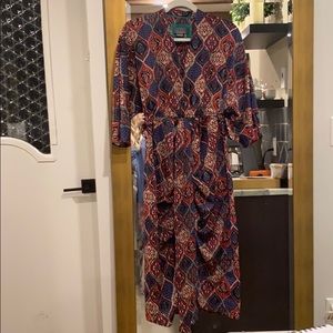 Anthropology pattern midi-dress 3/4 sleeve